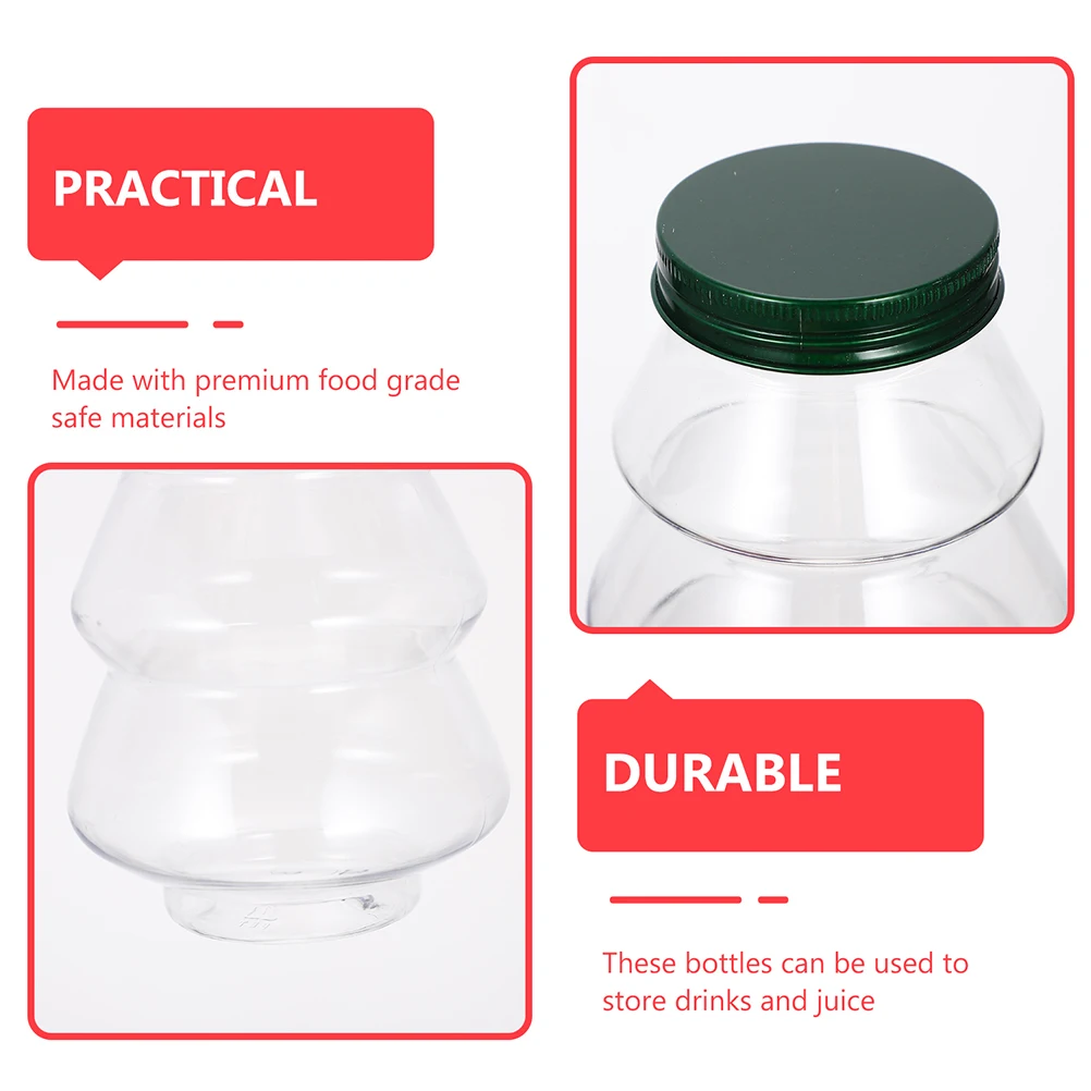 

8Pcs Christmas Tree Juice Bottles Airtight Plastic Drink Holders Multipurpose Beverage Containers Portable Milk Tea Water
