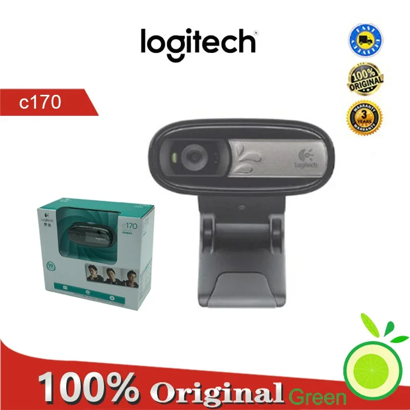 Logitech c170 Webcam USB HD, plug and play, para PC, cocok untuk laptop dan tablet