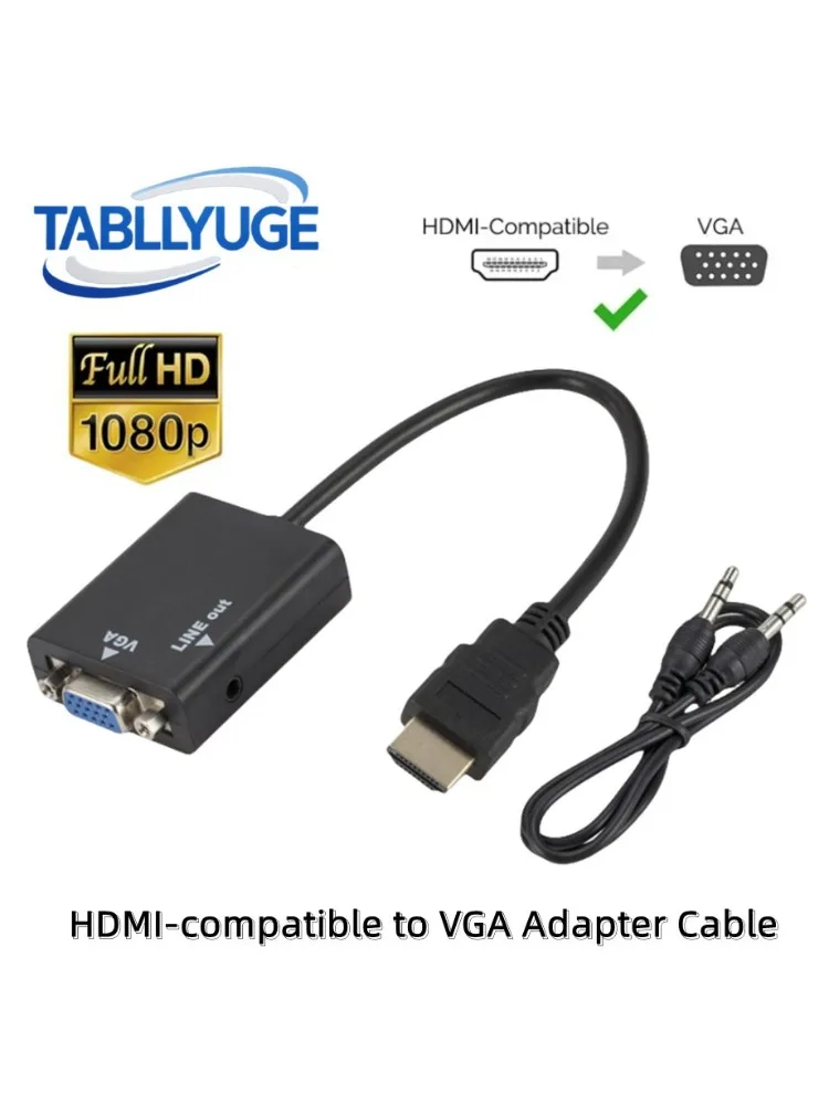 Adaptateur HDMI vers VGA avec convertisseur de câble Audio HD1080P pour PC portable vers projecteur HDTV adaptateur HDMI vers VGA