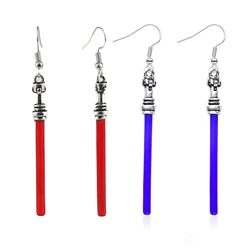 Classic Blue and Red Lightsaber Drop Earrings War Movie Same Style Dangle Earrings Jewelry for Fans Cosplay Gifts