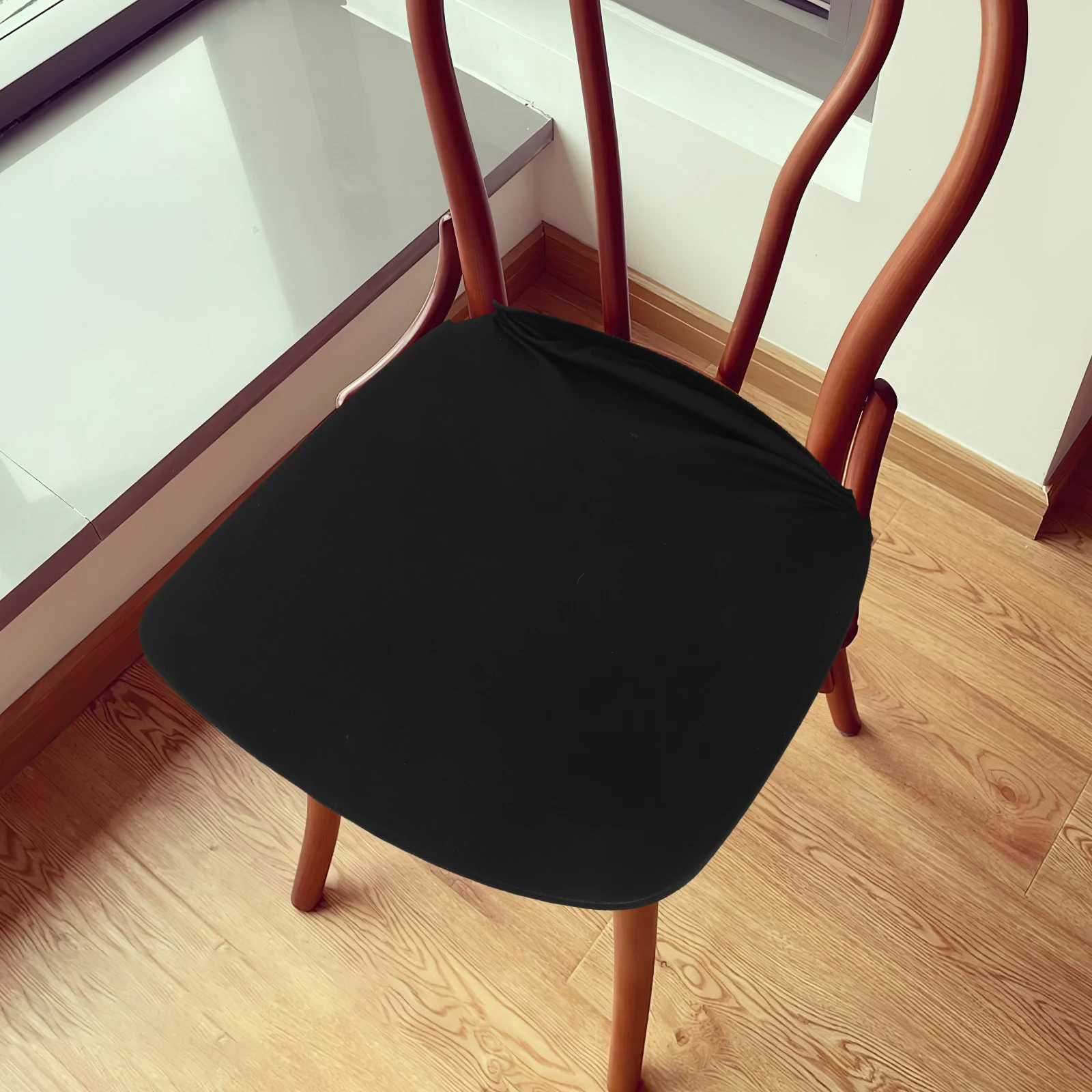 

4pcs Chair Seat Covers Elastic Dining Room Protector Stretchable Bench Seat Cover for Chairs Black Table Wear Resistant Slip