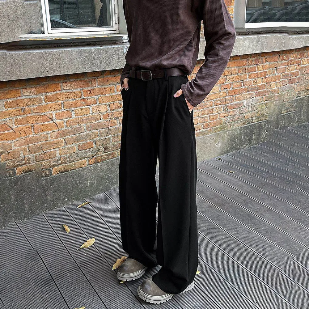 メンズ春ズボン無地デイリードレープカジュアルパンツシンプルなビジネスオールマッチアウトドアストレートパンツ紳士服 2025 新しい
