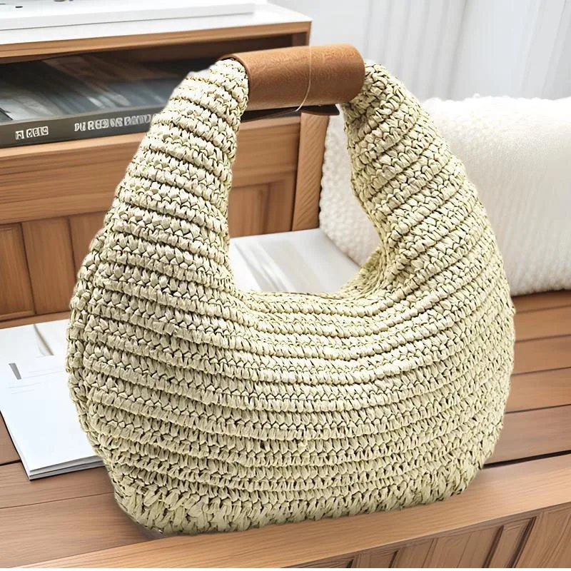 XMESSUN Summer New Drawstring Straw Woven Handbag for Women,Fashion Designer Female Casual Beach Vacation Shoulder Bag A686