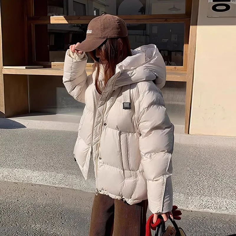 

Winter Warm Hooded High-Quality Thick Women Down Jacket 2025 New Temperament Solid Color White Duck Down Women Down Jacket H492