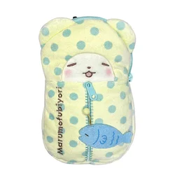 Marumofubiyori-estuche de lápices de felpa para niñas y niños, saco de dormir Kawaii, estuches escolares bonitos, bolsa de lápices, bolsas de almacenamiento para bolígrafos