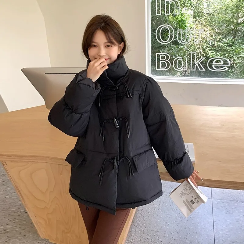 

Хлопковая куртка женская, новинка 2025, зимнее пальто, хлопковое пальто с молочным шепотнем, студенческое хлопковое пальто с роговой пуговицей