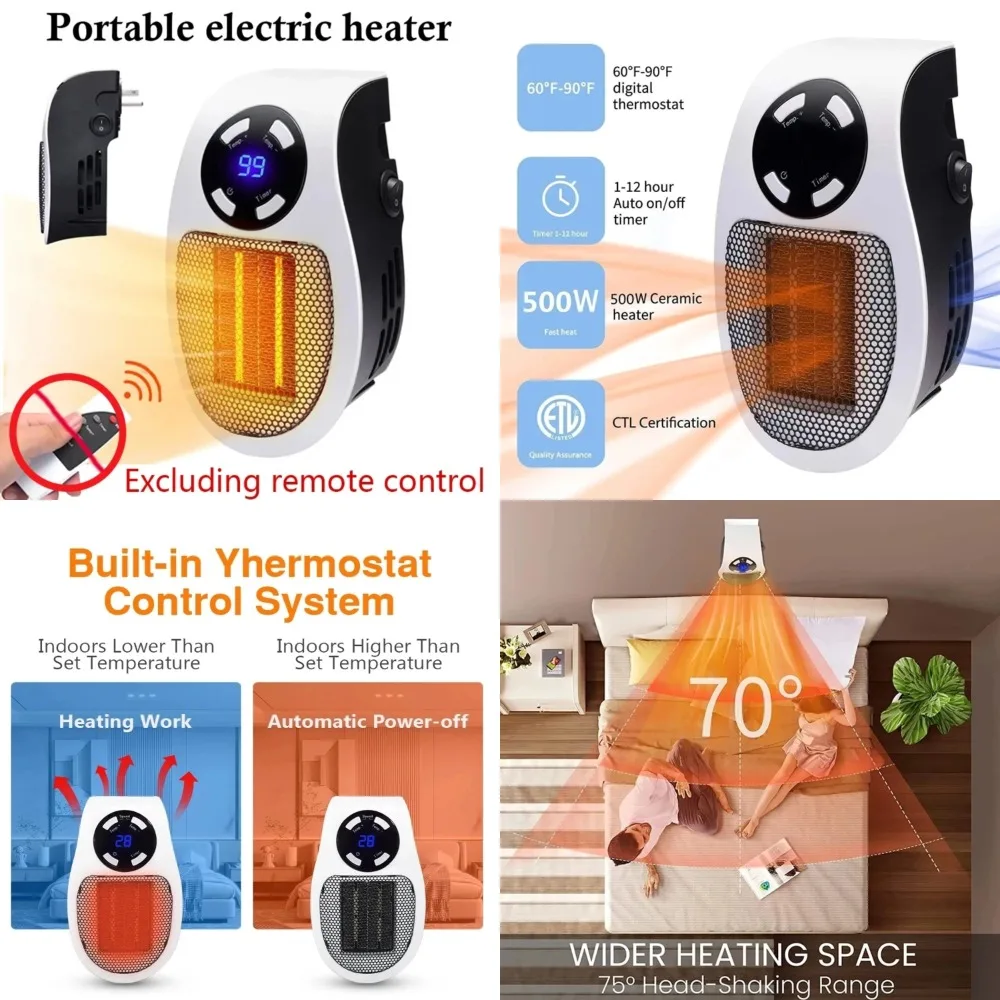 

Powerful Remote Control Mini Portable Heater for Household - Warm Blower with Flame Effect Warmth