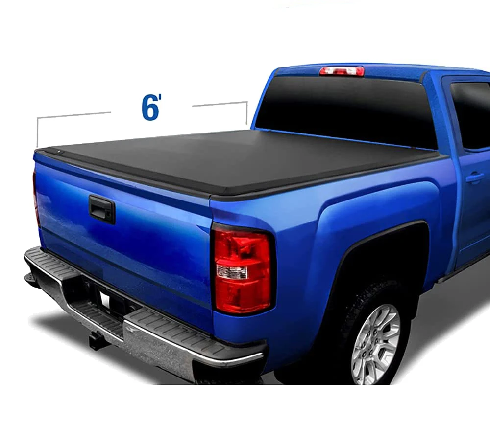 Pickup Truck Bed Cover  Soft Three Fold Truck Bed Tonneau Cover for Chevrolet GMC Extra Short Bed 6FT