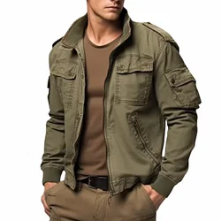 Men's Vintage Military Cargo Jackets Cotton Army Bomber Jacket