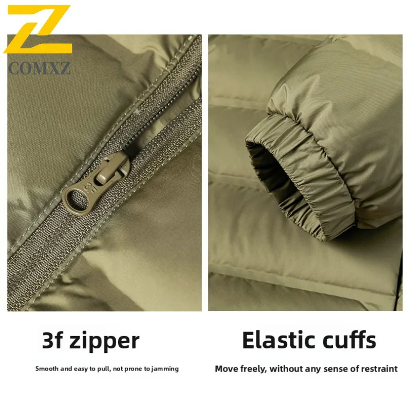 COMXZ Men Puffer graphene Jacket Stand Collar Outdoor Windproof Warm Coat Fashion Korean style Autumn Winter outdoor Parkas 2025