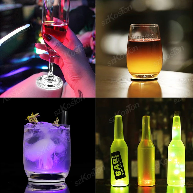 1/10/50pcs Luminous Coaster LED Bar Drinks Cup Pad Wine Liquor Bottles Coaster Atmosphere Light Cup Sticker Light-emitting Prop