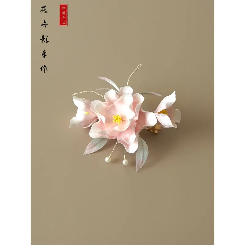Handmade Intangible Heritage Velvet Flower Hair Clips Elegant Women Girls Hair Gift
