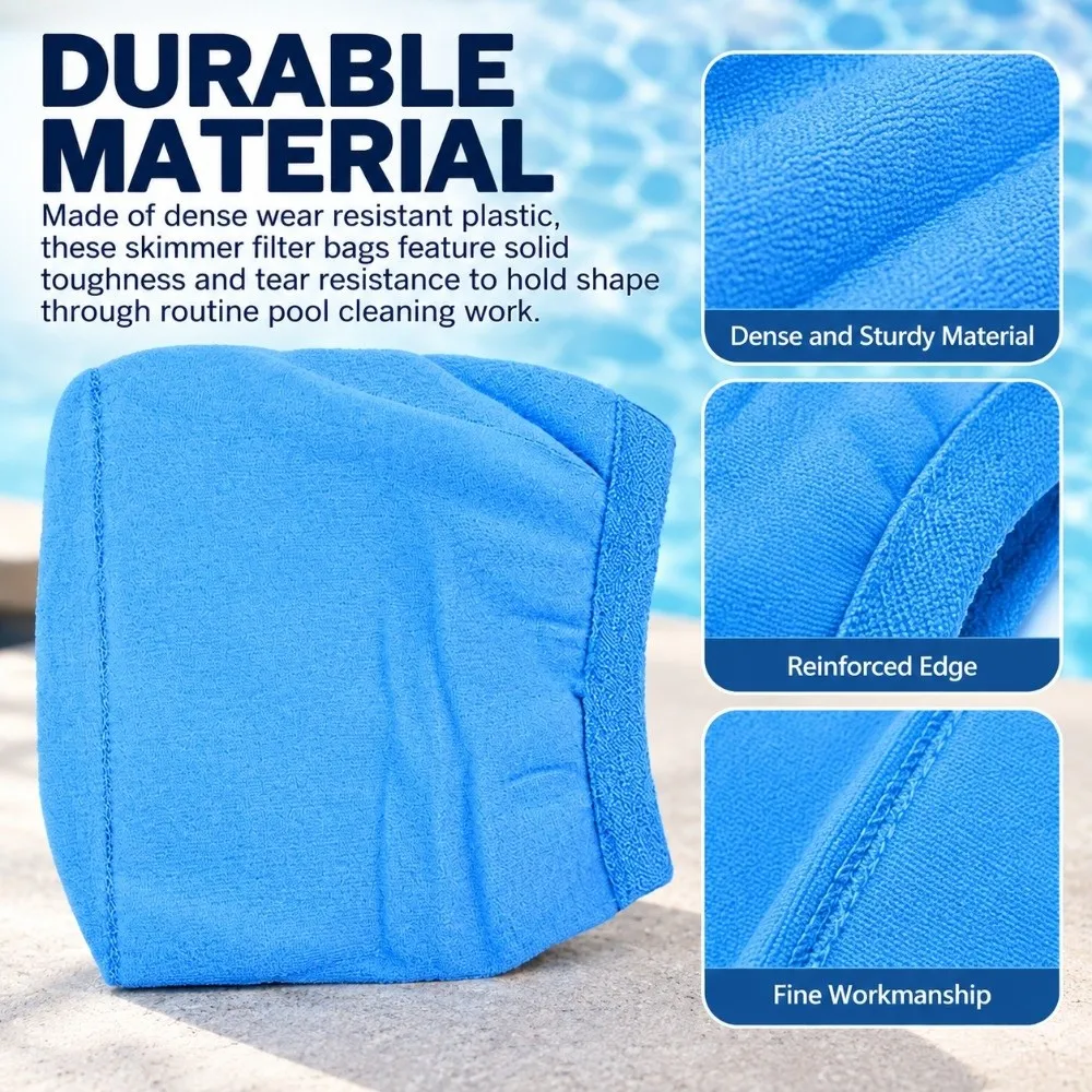20pcs Premium Blue Pool Skimmer Socks Ultrafine Mesh Micro Filter Micro Filter Bags Pool Vacuum Cleaner Filter For Pool Cleaner