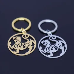 2024 New fashion stainless steel round tiger pendant keychain temperament every pair of key chain male and female accessories ac