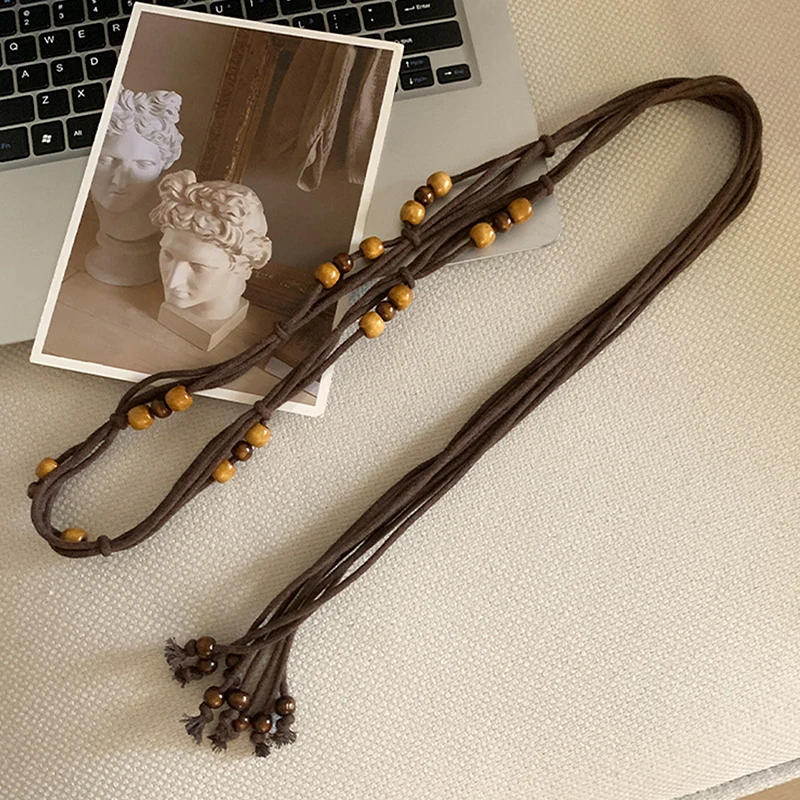 Rantai Pinggang Tenun Boho Modis untuk Wanita; Sabuk Gaun Gaya Etnik; Hadiah Bergaya dan Aksesori Pakaian.