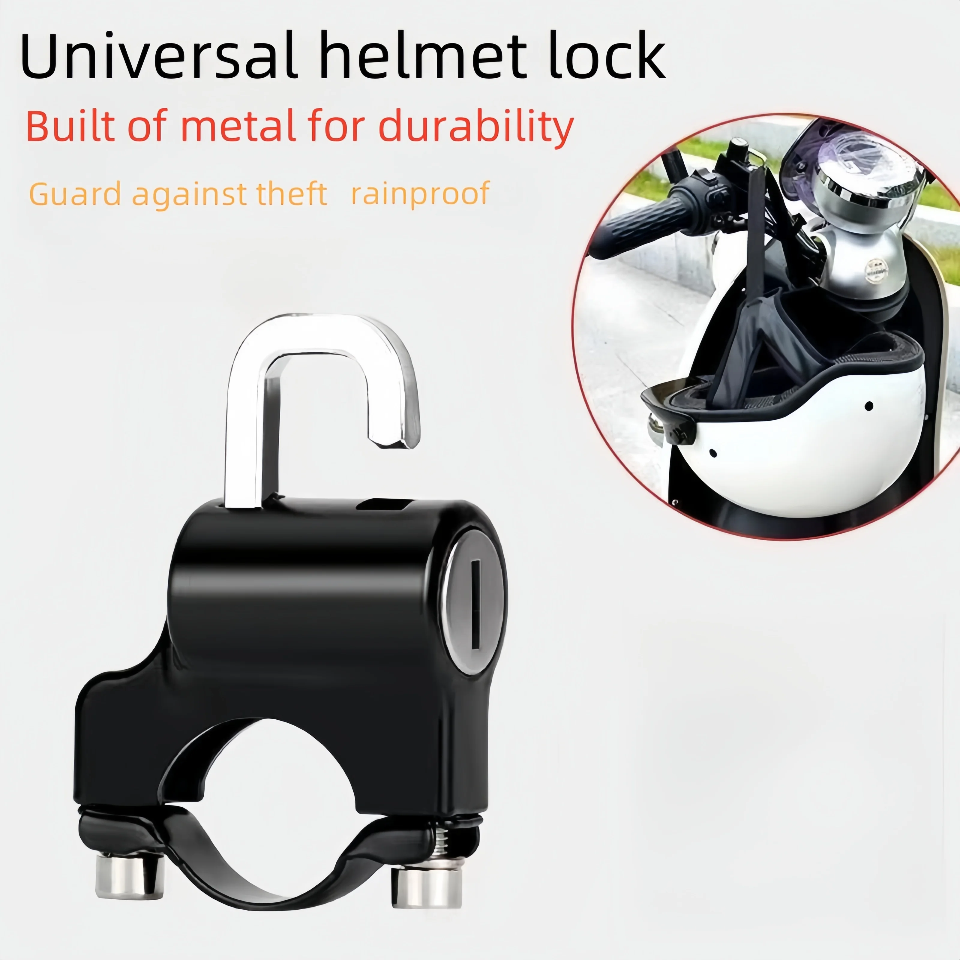Motorcycle Helmet Lock Aluminum Alloy Theft Proof Rainproof Universal Bike Safety Hook Durable Vehicle Security Accessory
