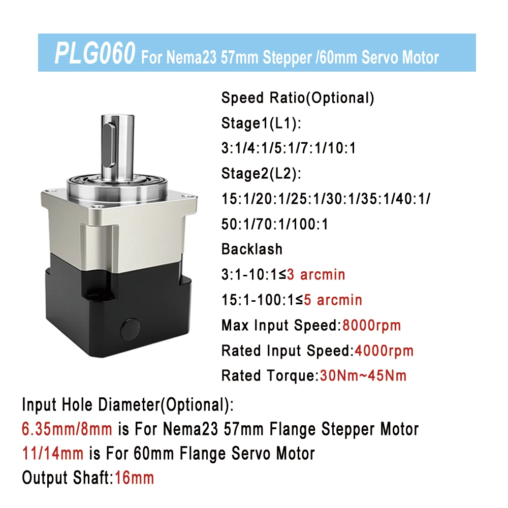 Helical Gear Reducer Gearbox For Nema 17 23 34 Stepper Motor Speed Reducer For 40 60 80 90 110 130 180mm Flange Servo Motor