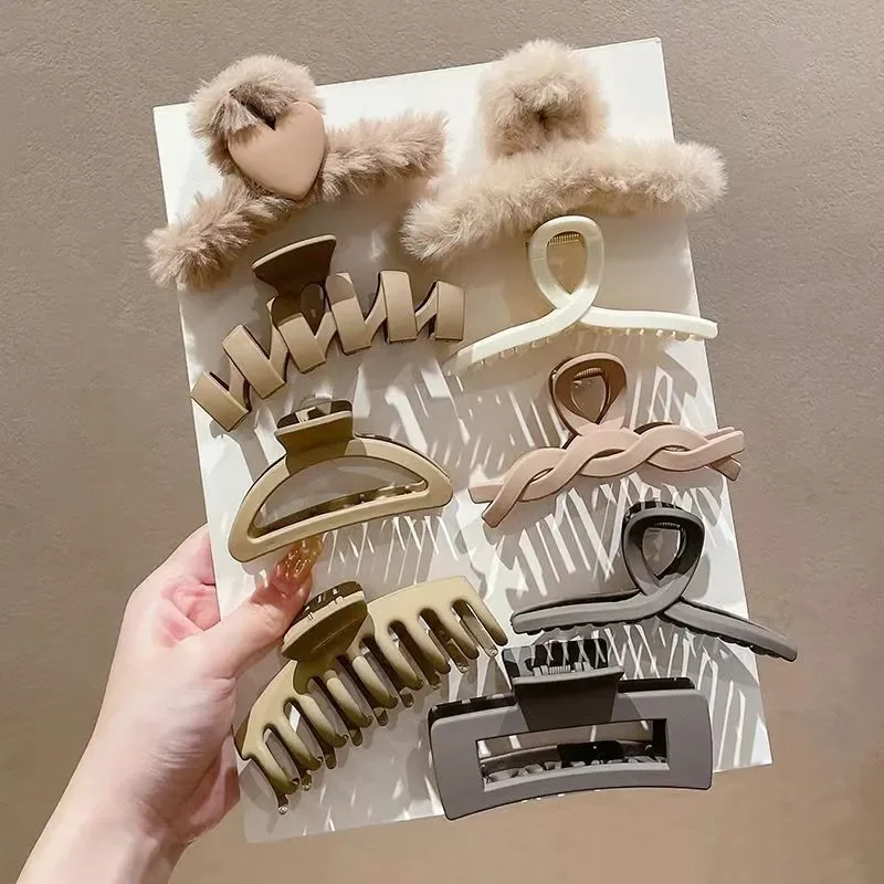 

Large Size Women's Hair Claw 2024 New Style High-End Feel Hairpin Hair Accessories Fisherman Clip Hairband Elastic Hair Grips