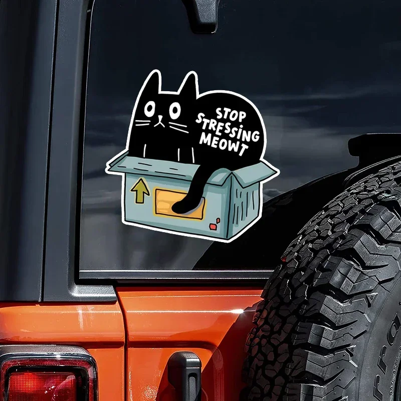 

Stop Stressing Meowt Car StickersScratch Covering Self-Adhesive Waterproof Decal Motorcycle Decorative Accessorie
