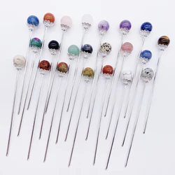 Natural Beads Hairsticks Crystal Stone Magic Wand For Elegant Girl Home Decor Reiki Healing Hairpin Headdress Accessories Gift