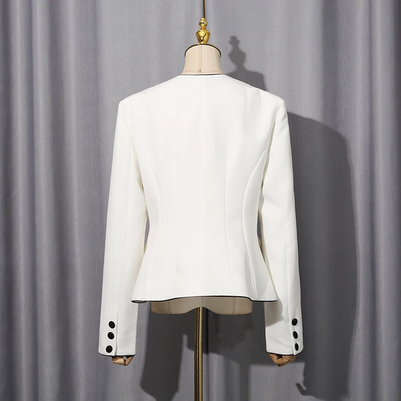 معاطف تونيك للتخسيس بأزرار مقسمة غير رسمية من KBQ للنساء بياقة على شكل V وأكمام طويلة سترات أنيقة بسيطة للسيدات موضة الخريف