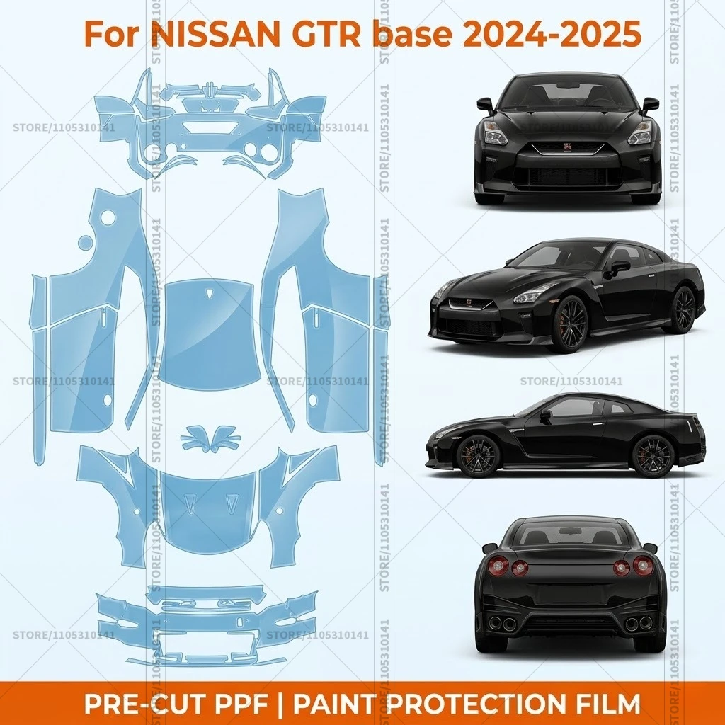 

Предварительно нарезанная прозрачная защитная пленка PPF для бампера, автомобильная прозрачная пленка для Nissan GTR base 2024-2025