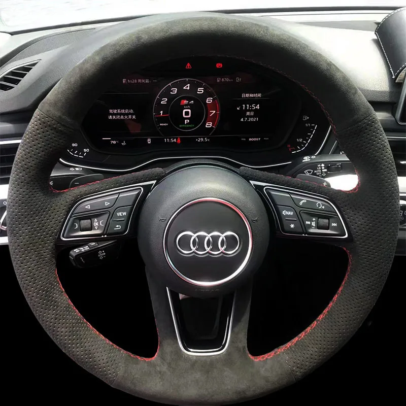 Car Steering Wheel Cover Braid  For Audi A1 (8X) Sportback A3 (8V) A4 (B9) Avant A5 (F5) Q2 Steering- Wheel Cover Wrap Interior