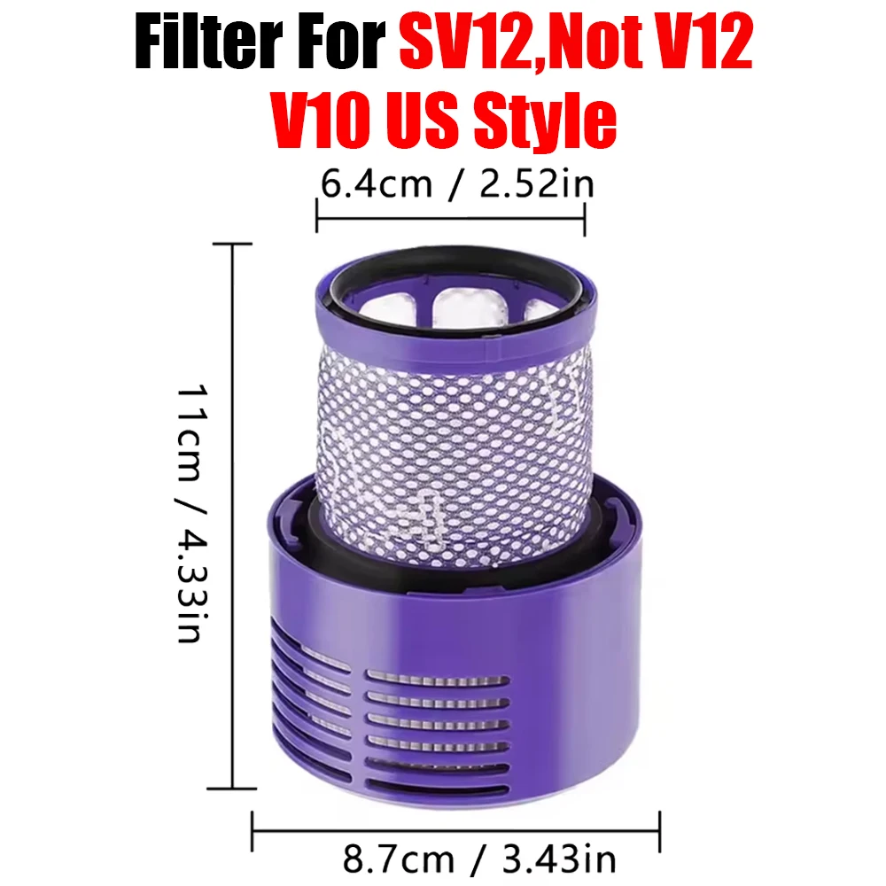 Vervangende borstel en filter voor Dyson V6 V7 V8 V10 V11 V12 V15 DC-serie stofzuigers, voor harde vloeren.