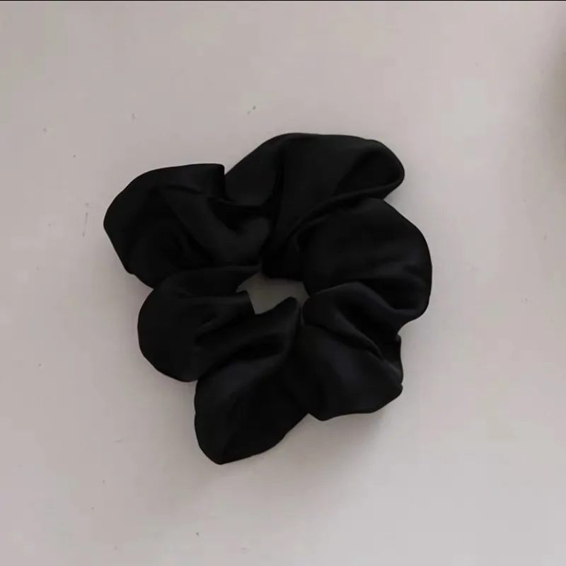 French Solid Color Silk Scrunchie Women Girl Hair Rubber Bands Ponytail Holder Elastic Hair Ties Chouchou Cheveux Femme Headwear