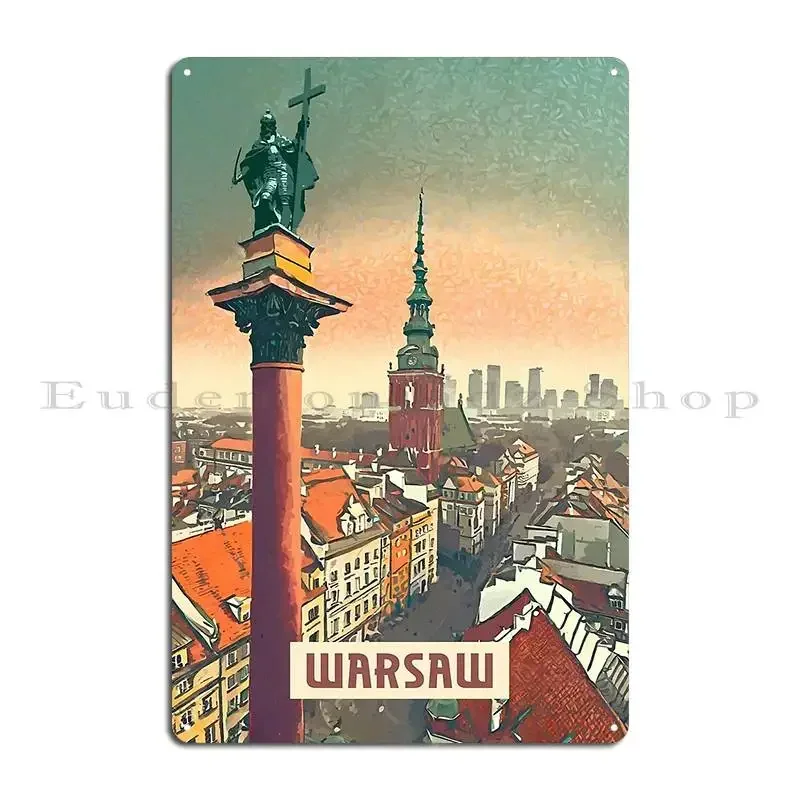Warsaw Metal Plaque Poster Wall Cave Cave Designing Design Create Tin Sign Poster
