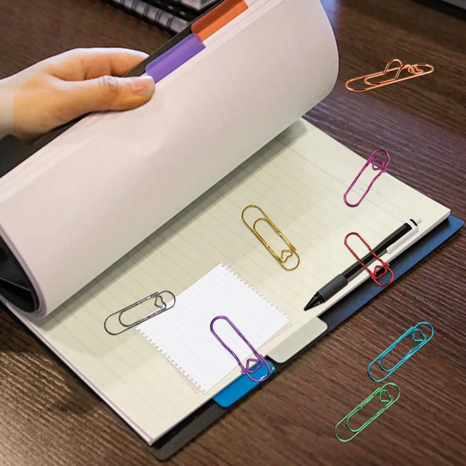 heart metal pen clip multi functional pen hanging fastener 8 pack paper clip style stationery fitting attach pens to notebook