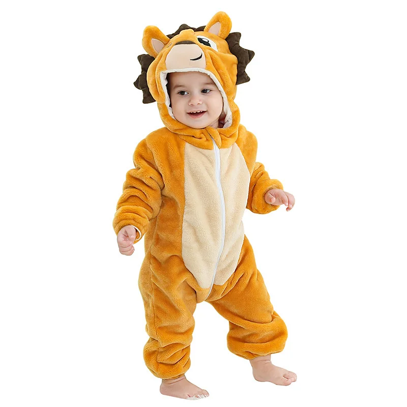 Cute Flannel Jumpsuit Animal-shaped One-piece Pajamas For Babies Class A Flannel Rompers Flannel Romper Suits One-piece Pajamas