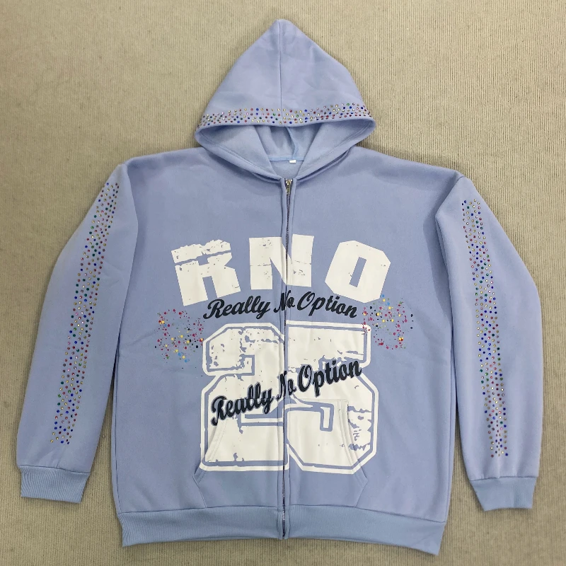 

American Autumn Winter Hip-hop Trend Y2K Street Sports Cardigan Letter Printed Hoodie Fashionable Loose Casual Top Men's Women's