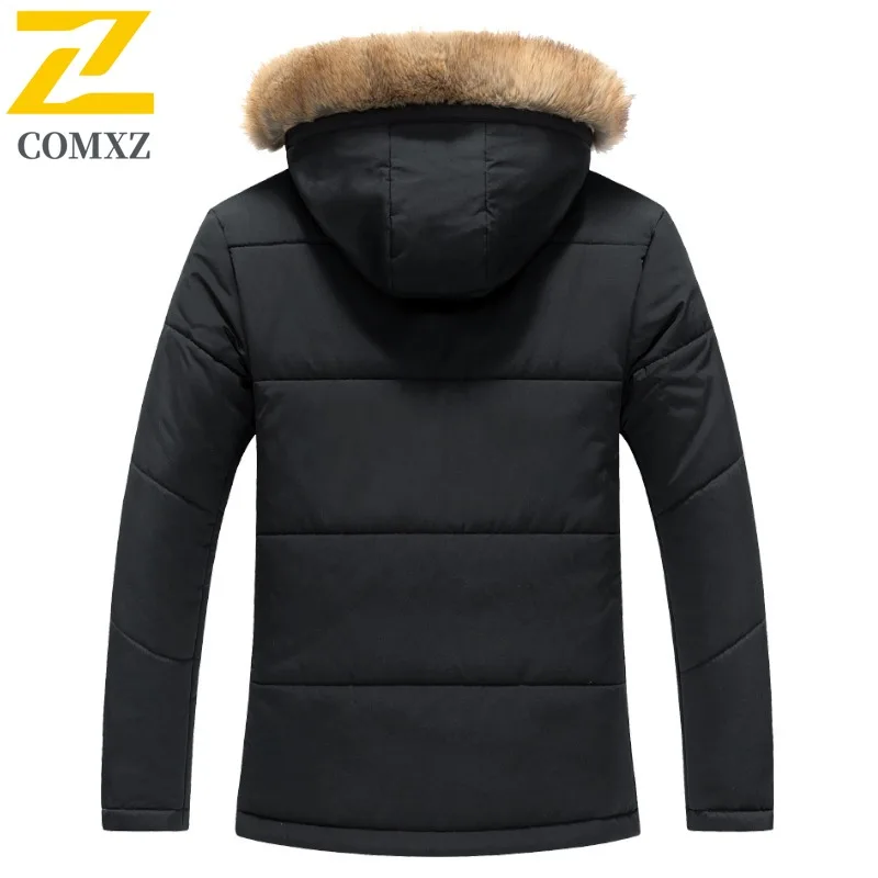 الرجال الشتاء مقنعين سترة واقية مع زخرفة الفراء سميكة الصوف بطانة مقاوم للماء يندبروف فضفاضة تناسب معطف الحرارية سترة في الهواء الطلق #2
