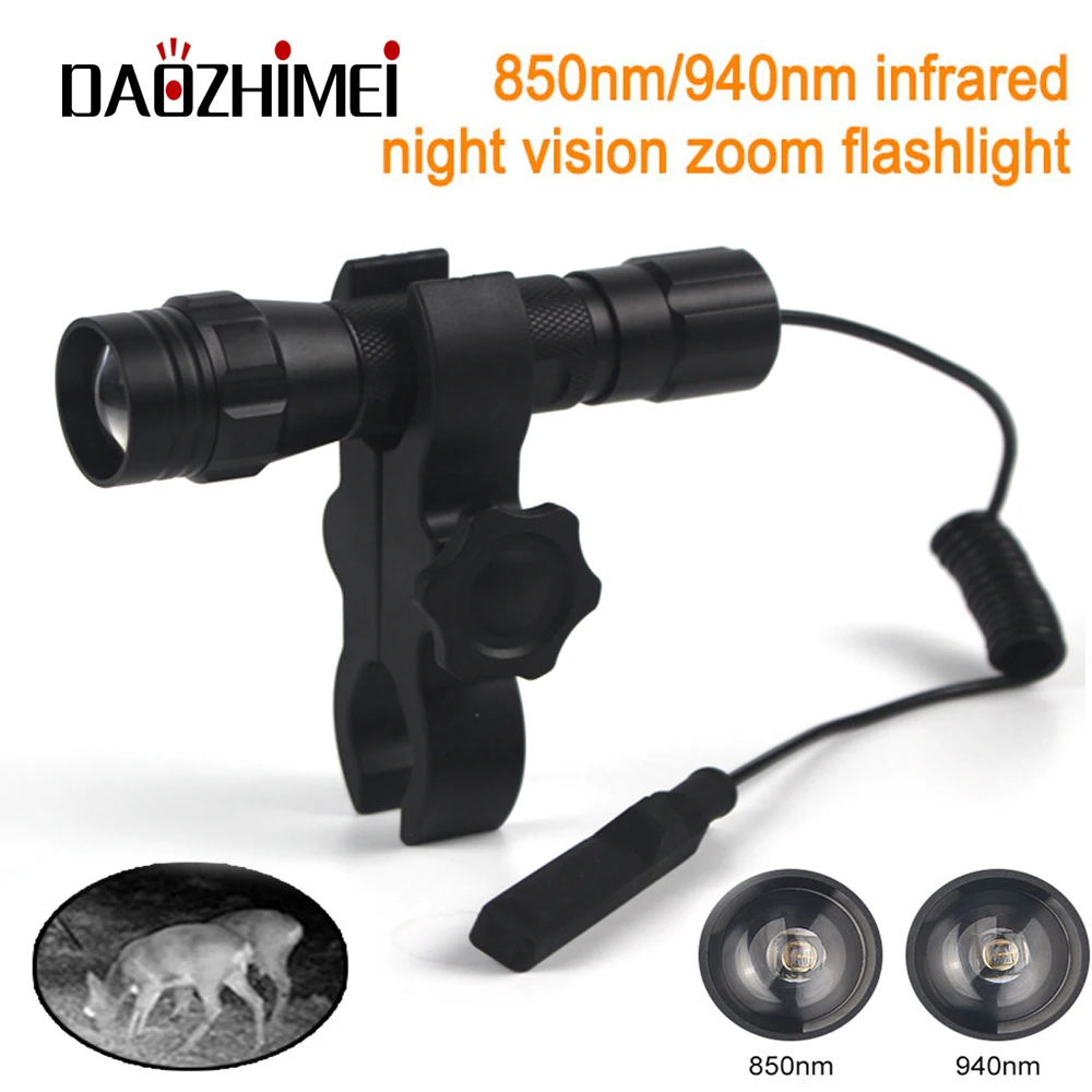 

IR 850nm/940nm Tactical Flashlight 150 Yards Night Vision Hunting Torch Infrared Radiation Outdoor Waterproof Zoomable Lantern