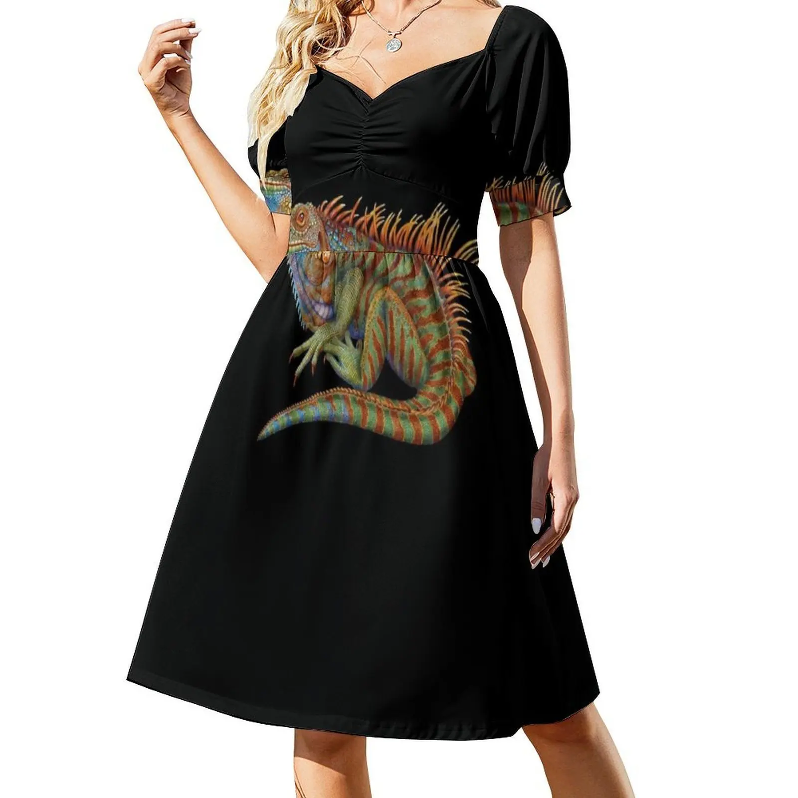 فستان حفلات نسائي من Iguana ملابس خروج عصرية مطبوعة ملابس النادي للإناث Iguana Lizard الزواحف السحالي الحيوانات الأليفة فستان نسائي #2