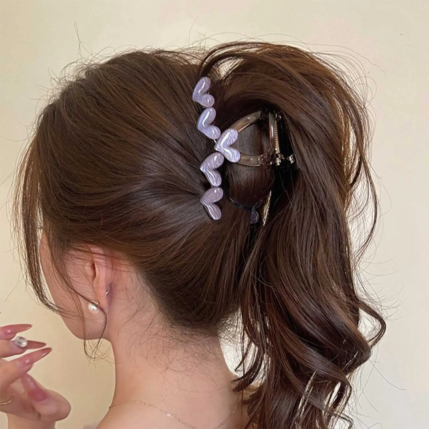 Kleurrijke Liefde Hart Acryl Haarklauw Mode Zoete Haarspeldjes Haarspeld Voor Vrouwen Meisjes Antislip Cross Haar Clip Haaraccessoires?