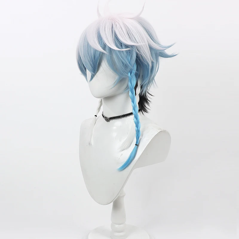 가상 유튜브 Vtuber 옥타비오 코스프레 가발 할로윈 카니발 파티 소품 합성 머리 내열성 섬유 + 가발 모자