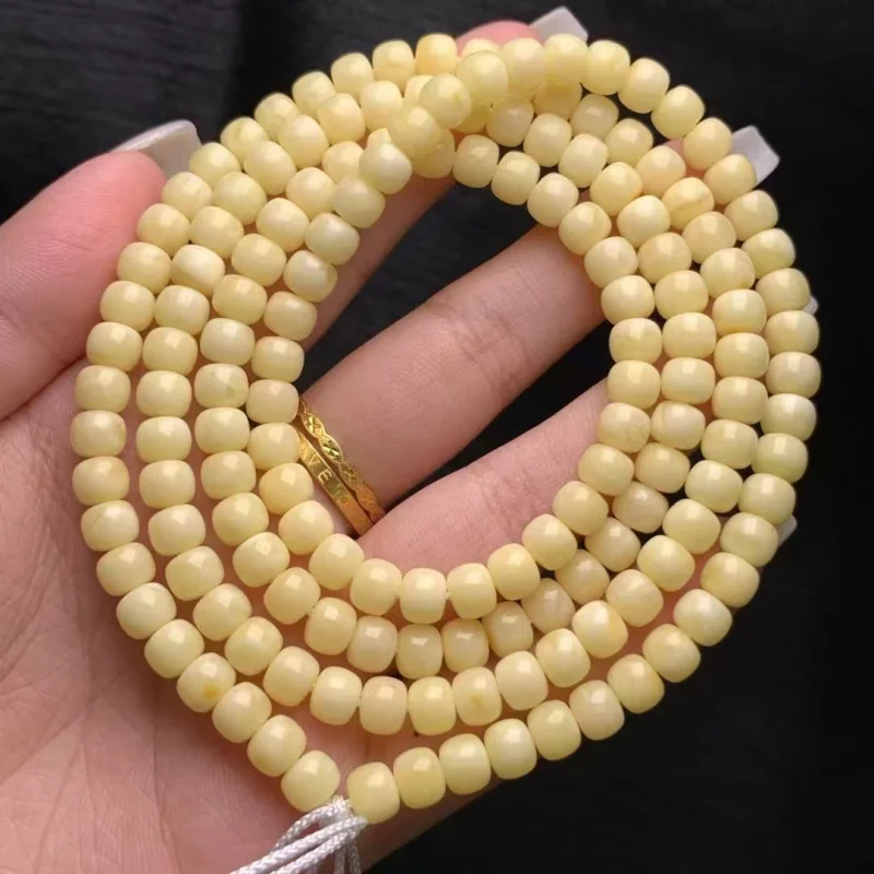 Natural Beeswax Russian Material Old-style Buddhist Beads Rich Wax Necklace Multi-circle Bracelet Cultural Accessories