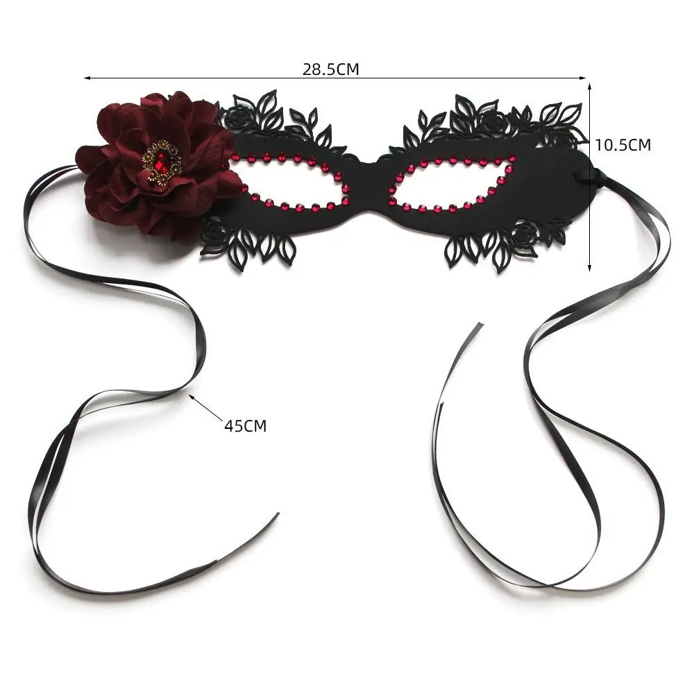 Half Face Flower Masquerade Eye Mask With Flower Rhinestone Women's Eye Mask Holiday Party Costume Accessories For Cosplay Party