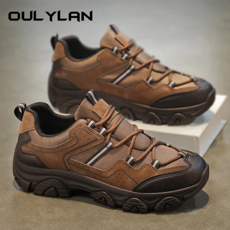

Oulylan High Quality Pure Color Sneakers Male Casual Non Slip Climbing Shoes Lightweight Lace Up Sports Footwear Size 39-46