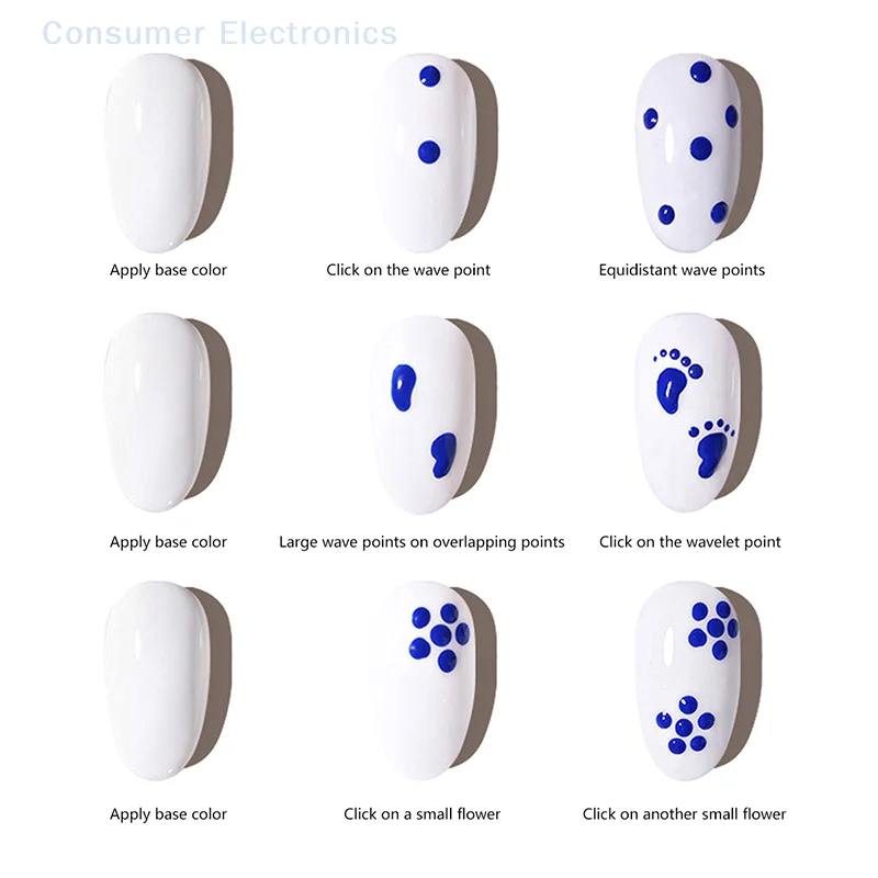 5pcs/Set Dual-Ended Nail Art Dotting Pen With Colorful Handle 3D Uv Gel Liner Flower Pattern Drawing Painting Brush