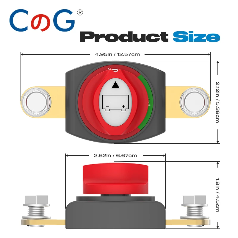 CG 12-48V On/Off Battery Disconnect Switch 275A Side Post Battery Power Cut Master Switch Disconnect Isolator for Car, RV & Boat