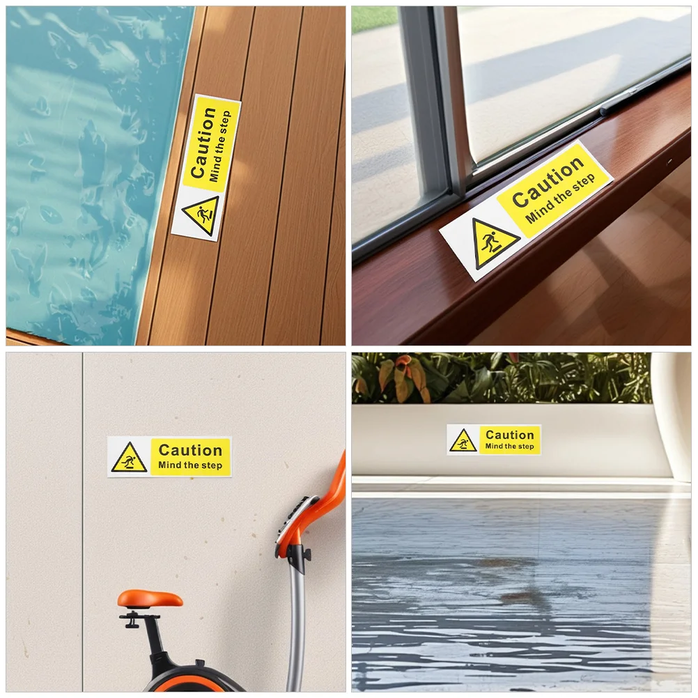 2Pcs Safety Warning Sign Self Adhesive Floor Sticker Waterproof Caution Watch Your Step Decal Indoor Outdoor Stair Safety