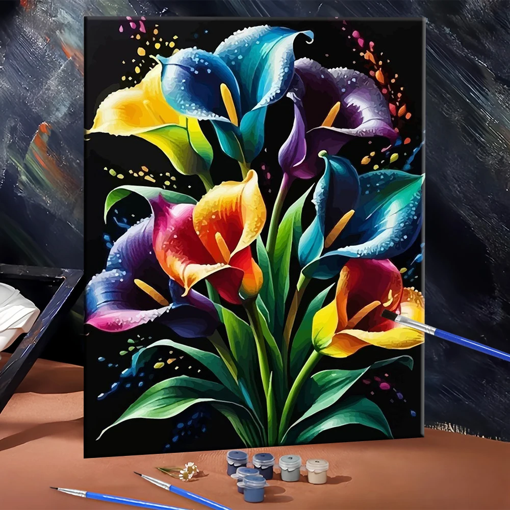 DIY Digital Oil Painting Flower Coloring By Numbers Paint By Number Canvas Painting Kits Handpainted DIY Gift Home Decoration