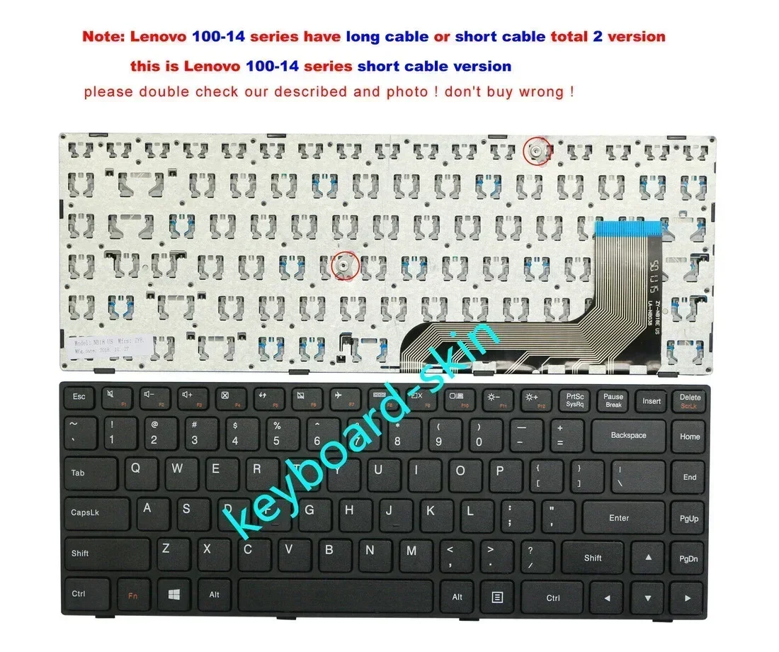 New US Keyboard for Lenovo tianyi 100-14,100-14IBY 100-14ISK laptop short cable version
