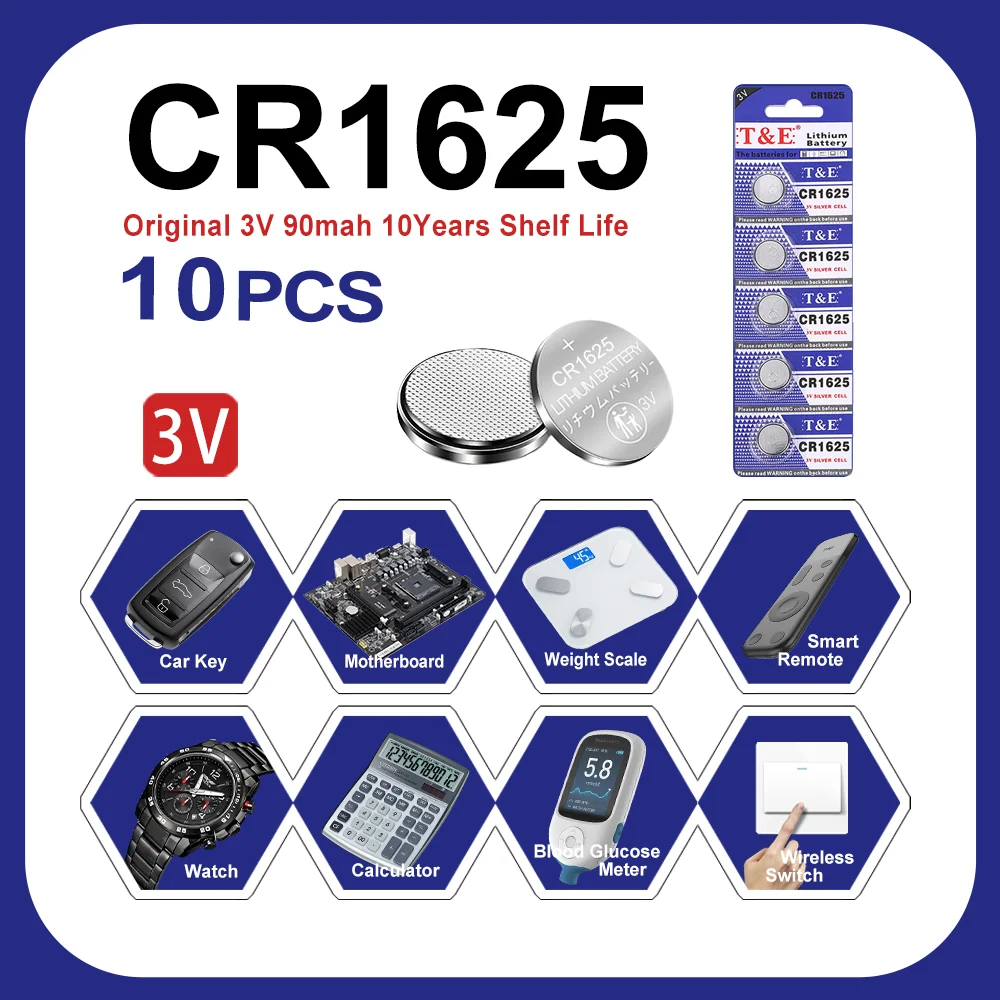 10PCS- 3V CR1625/CR1620/CR1616/CR1220/CR1130/CR1025 Lithium Button Battery  Coin Cell Watch Batteries