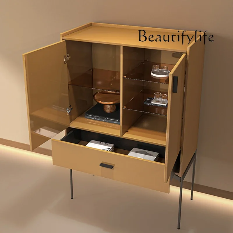 XR القرون الوسطى نمط ضوء فاخر الطعام خزانة جانبية الحديثة بسيطة جدار خزانة ديكور عالية مصمم تخزين خزانة جانبية