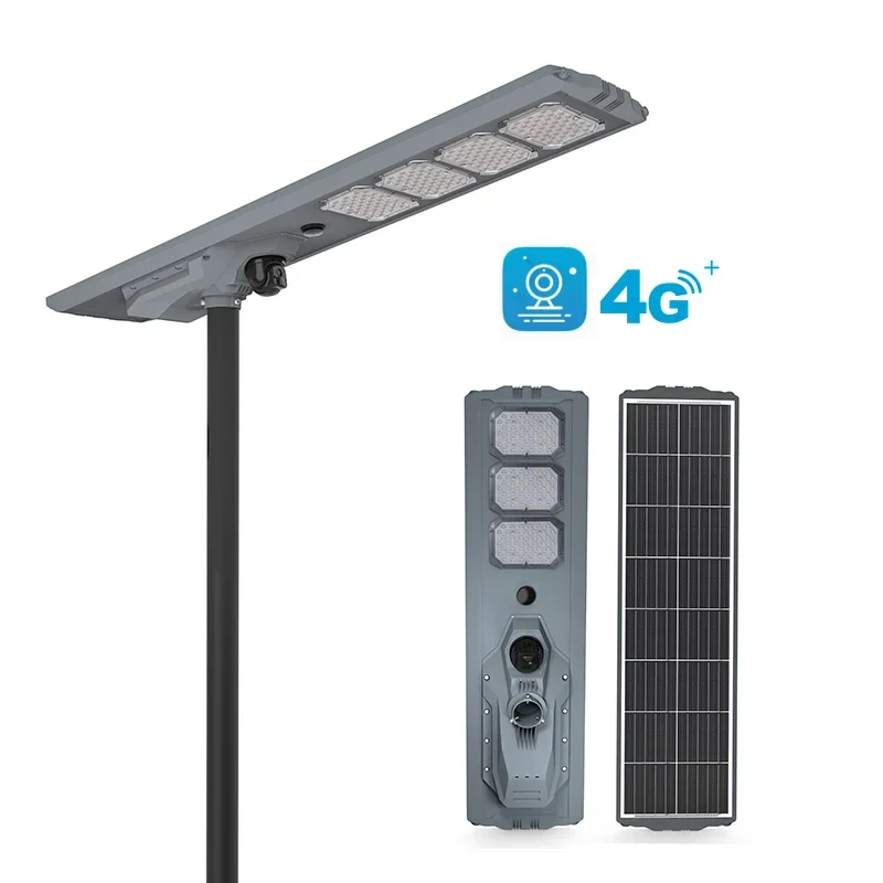 High quality outdoor sim card solar street light with camera 4g outdoor security camera with solar street lights