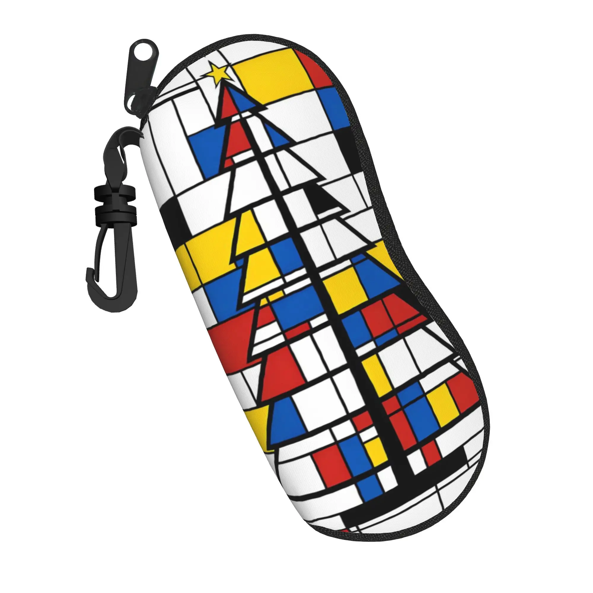 Harajuku Cartoon Glasses Case  Piet Mondrian De Stijl Accessories  Zipper  Sunglasses Box Ins Style Eyewear Container